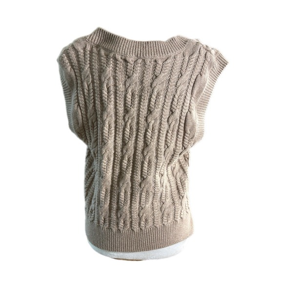 Abercrombie & Fitch Sweater Vest Womens Size M Taupe Cableknit Preppy New Y2K - Picture 6 of 10